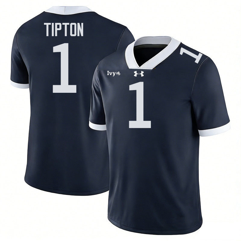 Yale Bulldogs #1 Mason Tipton College Football Jerseys,Uniforms Stitched-Navy